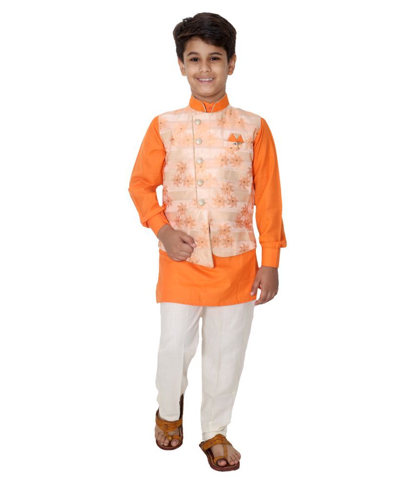     			Fourfolds Pack of 1 Boys Cotton Blend ( Orange )