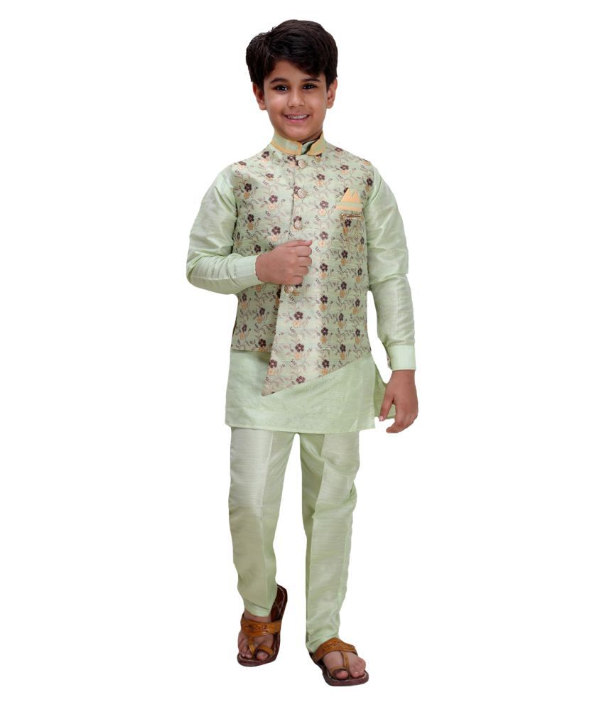     			Fourfolds Ethnic Wear Kurta Pyjama with Waist Coat Jacket for Kids and Boys_FE611
