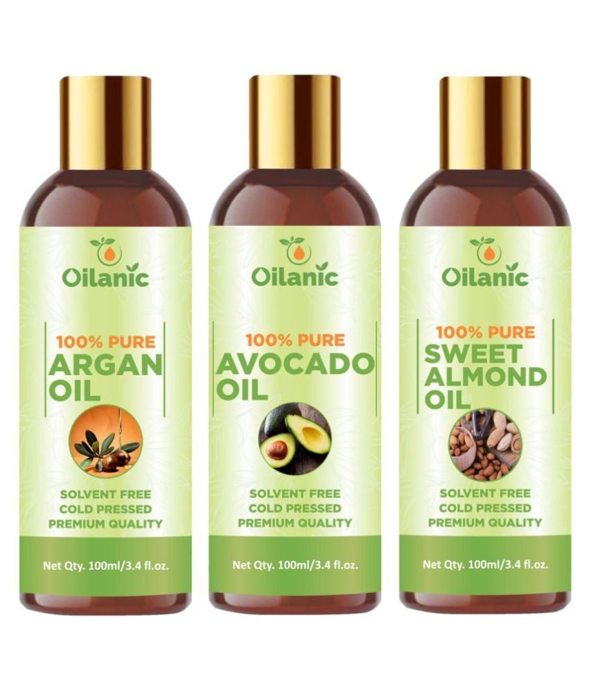     			Oilanic  Argan Oil, Avocado   & Sweet Almond Oil 300 mL Pack of 3