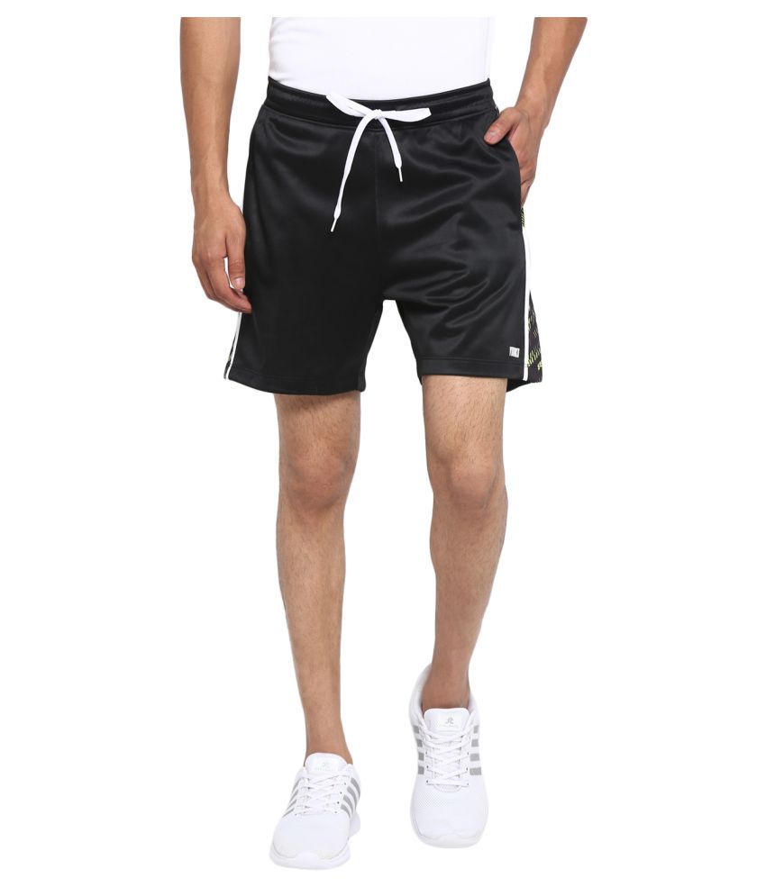    			YUUKI Black Polyester Cotton Running Shorts