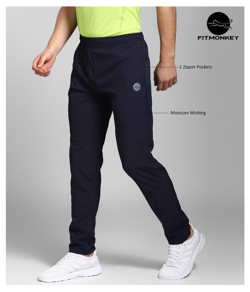 FITMonkey Navy Polyester Trackpant - Straight Fit