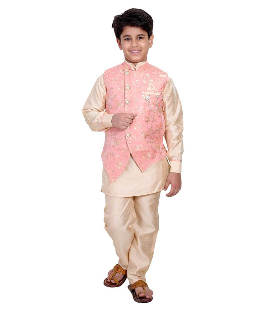     			Fourfolds Ethnic Wear Kurta Pyjama with Waist Coat Jacket for Kids and Boys_FE607