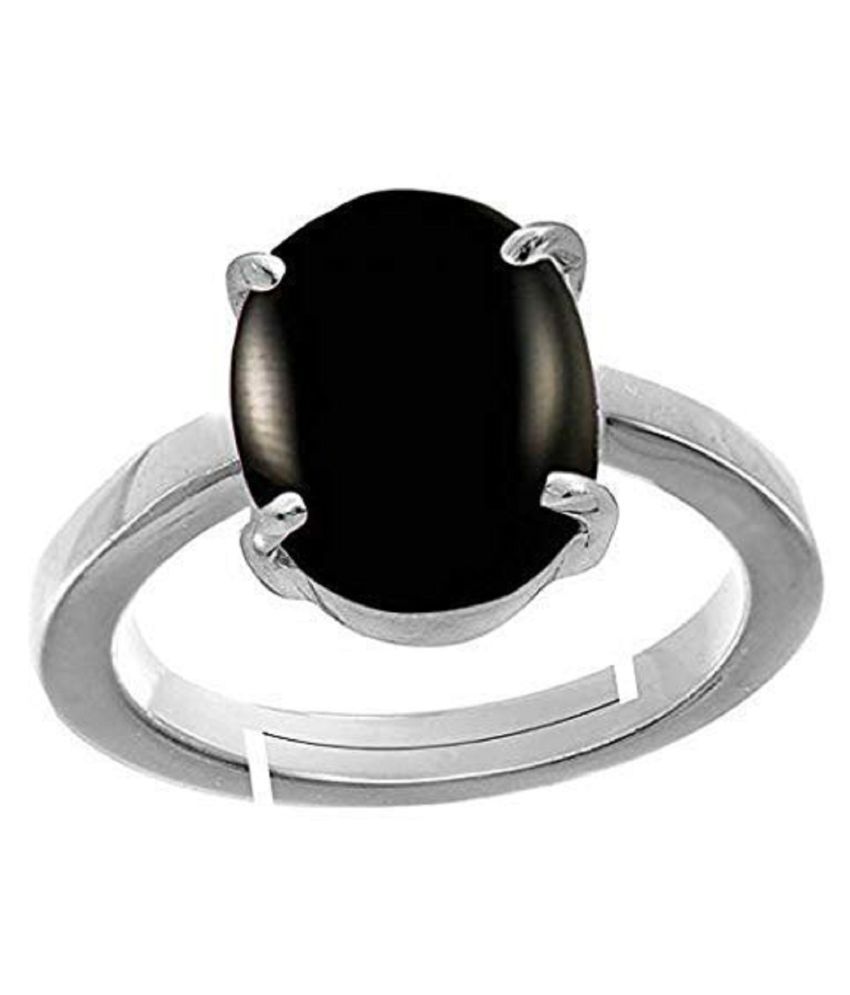 Anello Sulemani Hakik Naturale - Onice Nero Con Certificato, Placcato Oro, Regolabile