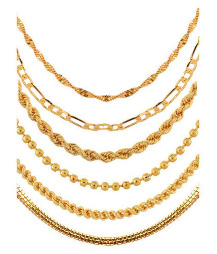     			AanyaCentric - Gold Plated Chains Combo ( Pack of 6 )