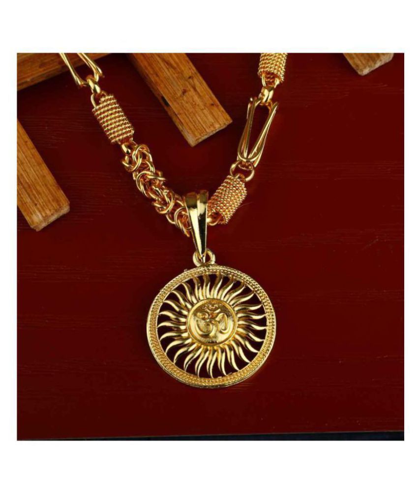 Dipali Stainless Steel Surya Dev Pendant Chain Gold Plated Necklace For Men Boys Buy Online At Low Price In India Snapdeal