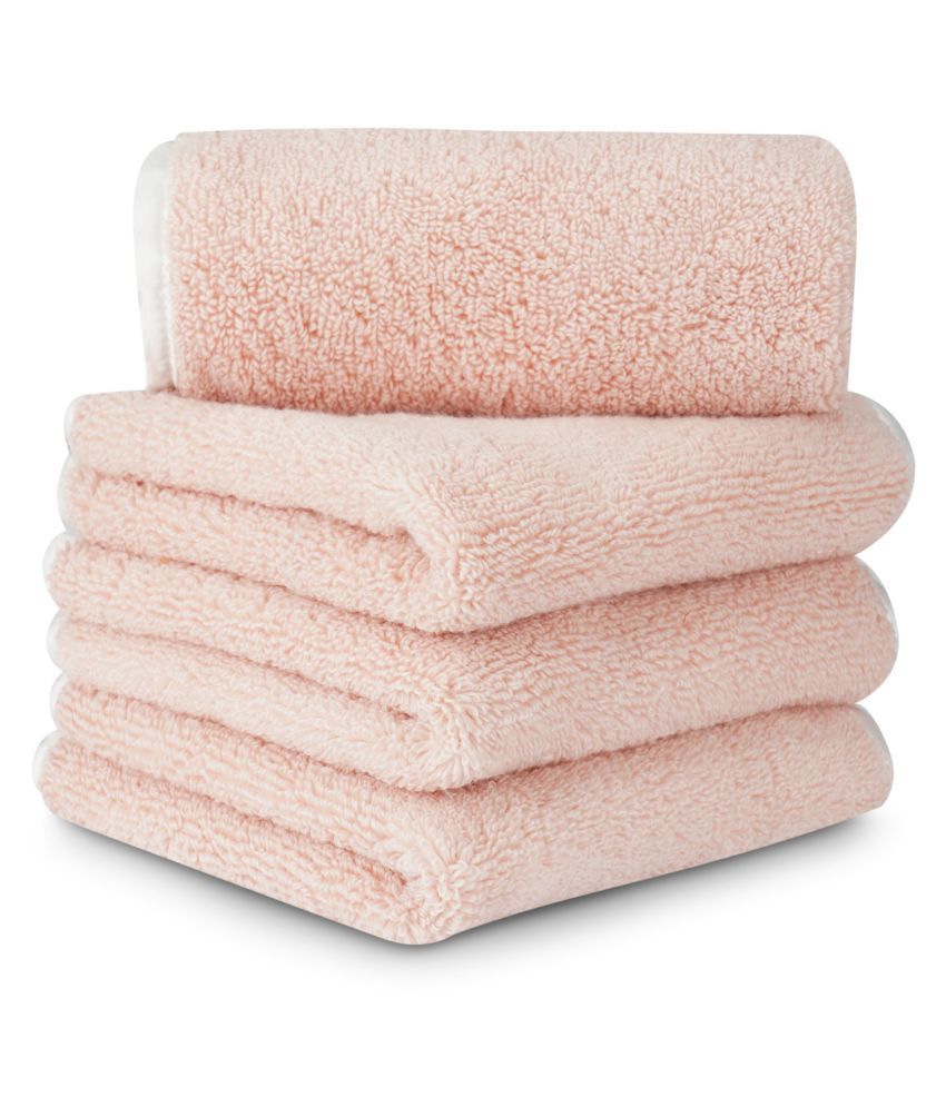 Lush & Beyond - Pink Cotton Face Towel ( Pack of 4 )