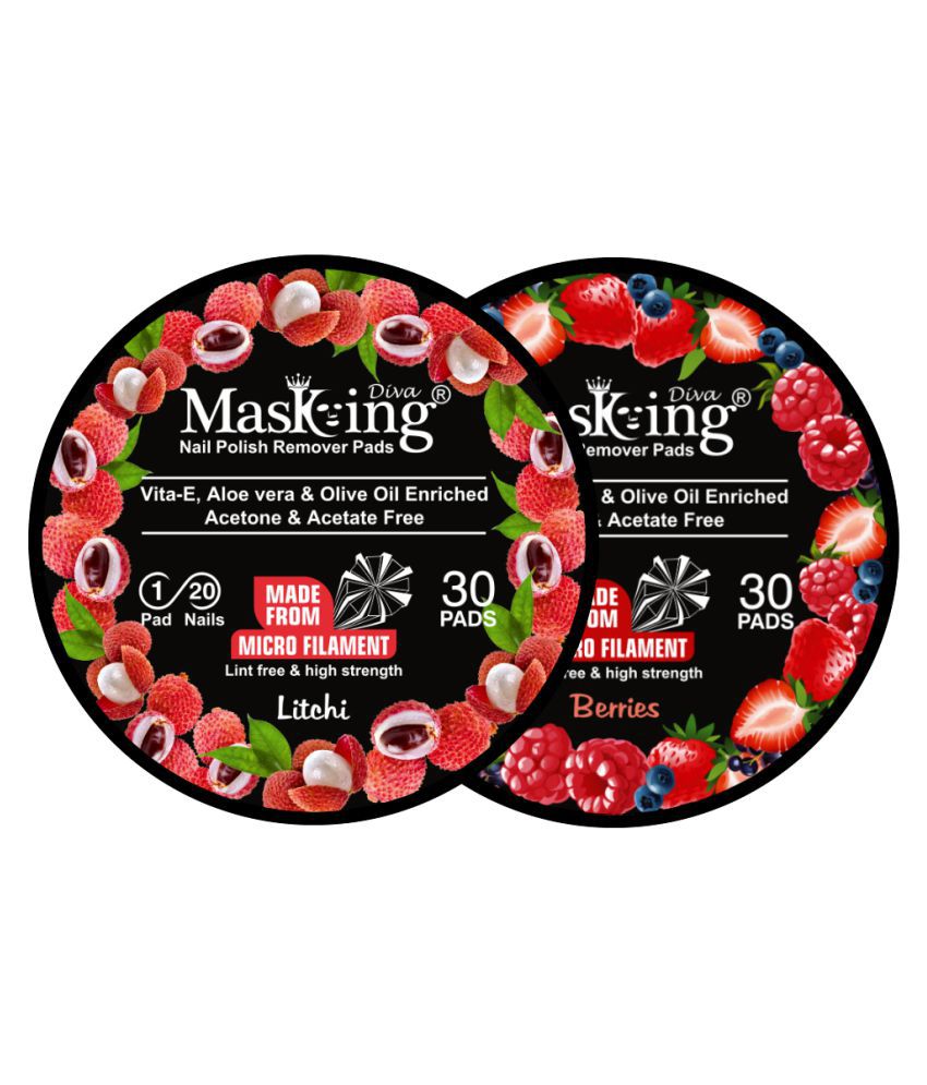 Masking Diva Litchi & Berries Nail Paint Remover Pads 40 mL Pack of 2
