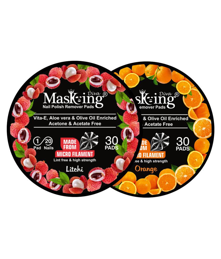 Masking Diva Litchi & Orange Nail Paint Remover Pads 40 mL Pack of 2