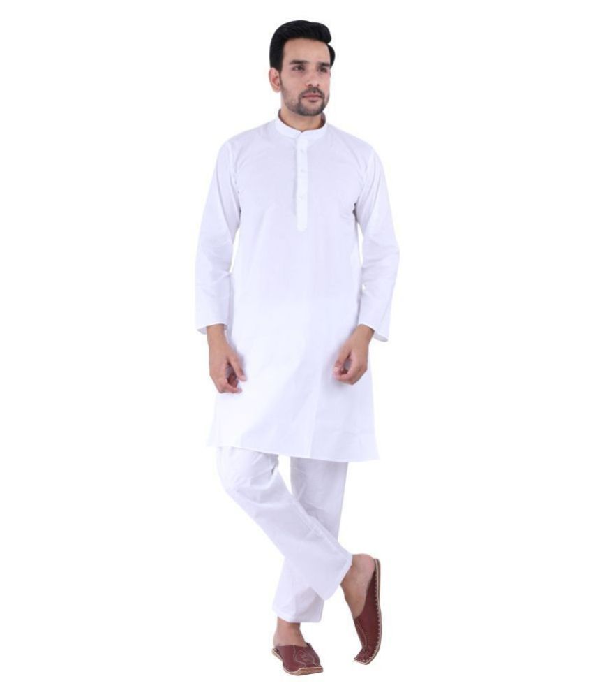 Tau-G White Cotton Kurta Pyjama Set