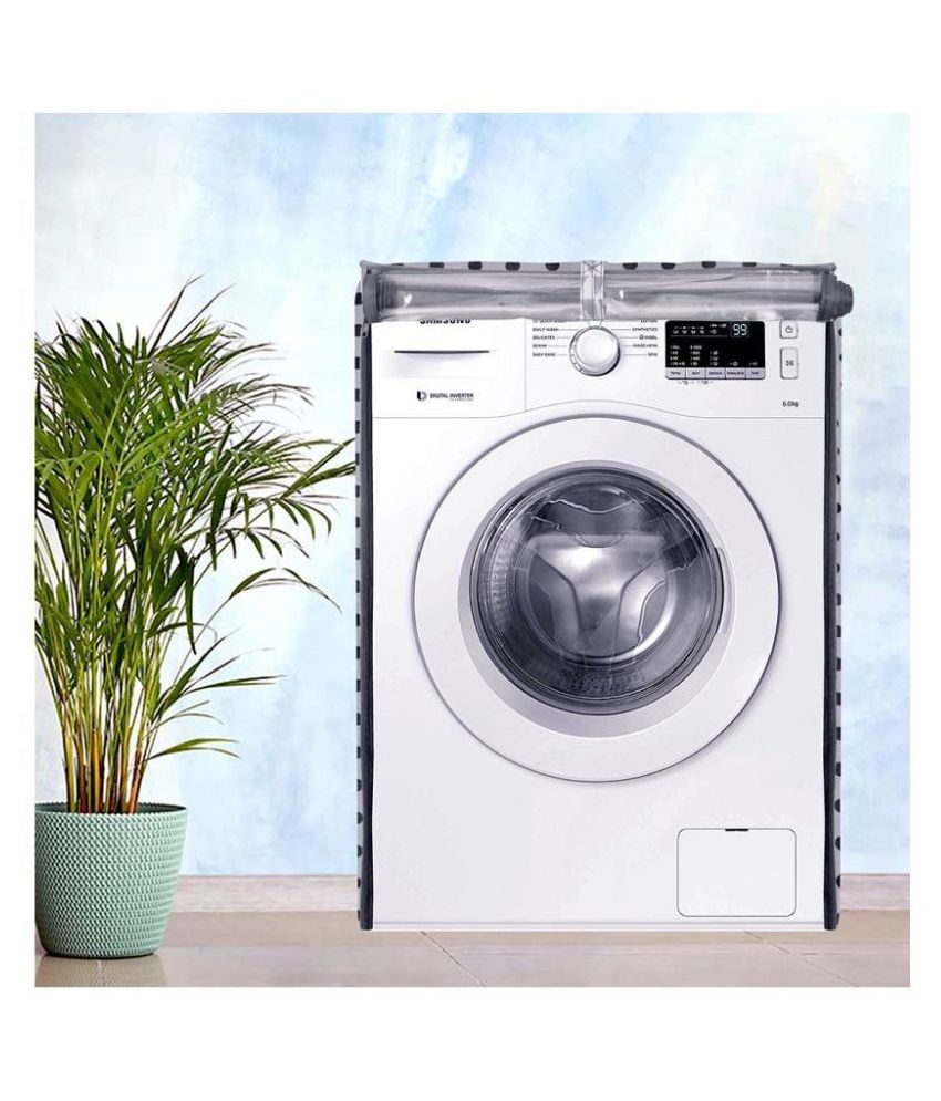     			PrettyKrafts Single Poly-Cotton Gray Washing Machine Cover for Universal Front Load