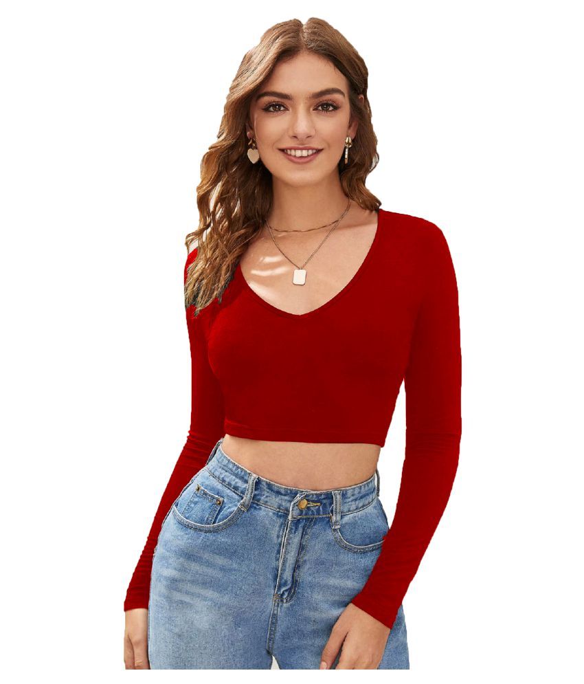 red cotton crop top