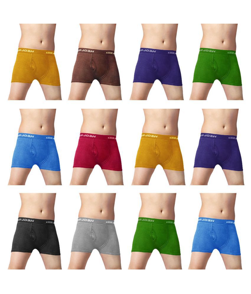     			Dixcy Josh ICD Cotton Solid/Plain Multicolour Trunk/Bloomer/Underwear/ for Kids/Boys - Pack of 12