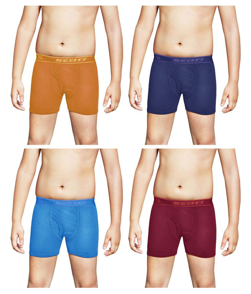     			Dixcy Scott Cross Cotton Solid/Plain Multicolour Trunk/Bloomer/Underwear/ for Kids/Boys/Girls - Pack of 4