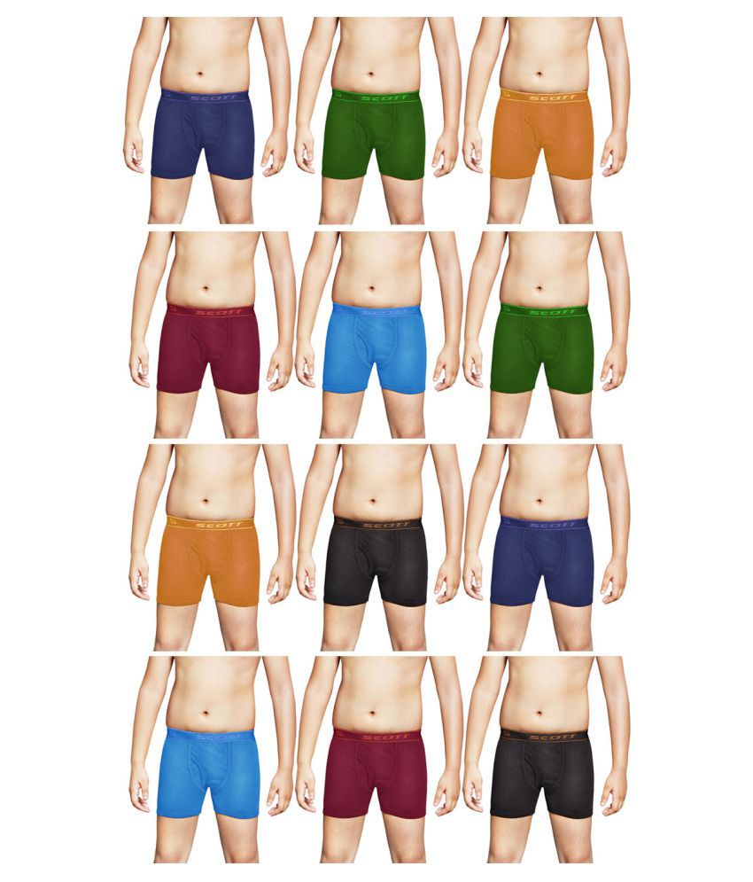    			Dixcy Scott Cross Cotton Solid/Plain Multicolour Trunk/Bloomer/Underwear/ for Kids/Boys/Girls - Pack of 12