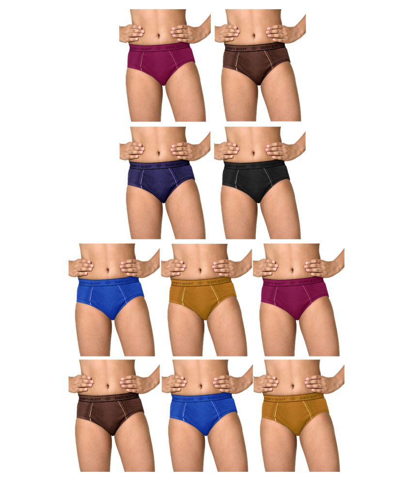     			Dixcy Scott Replay Cotton Solid/Plain Multicolour Brief/Underwear/ for Kids/Boys - Pack of 10