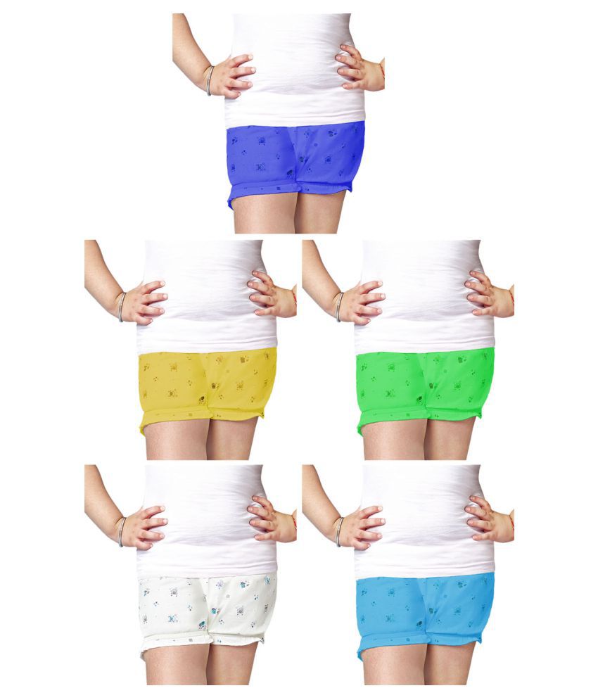 Dixcy Slimz Priya Cotton Printed Multicolour Bloomers for Kids/Boys/Girls - Pack of 5