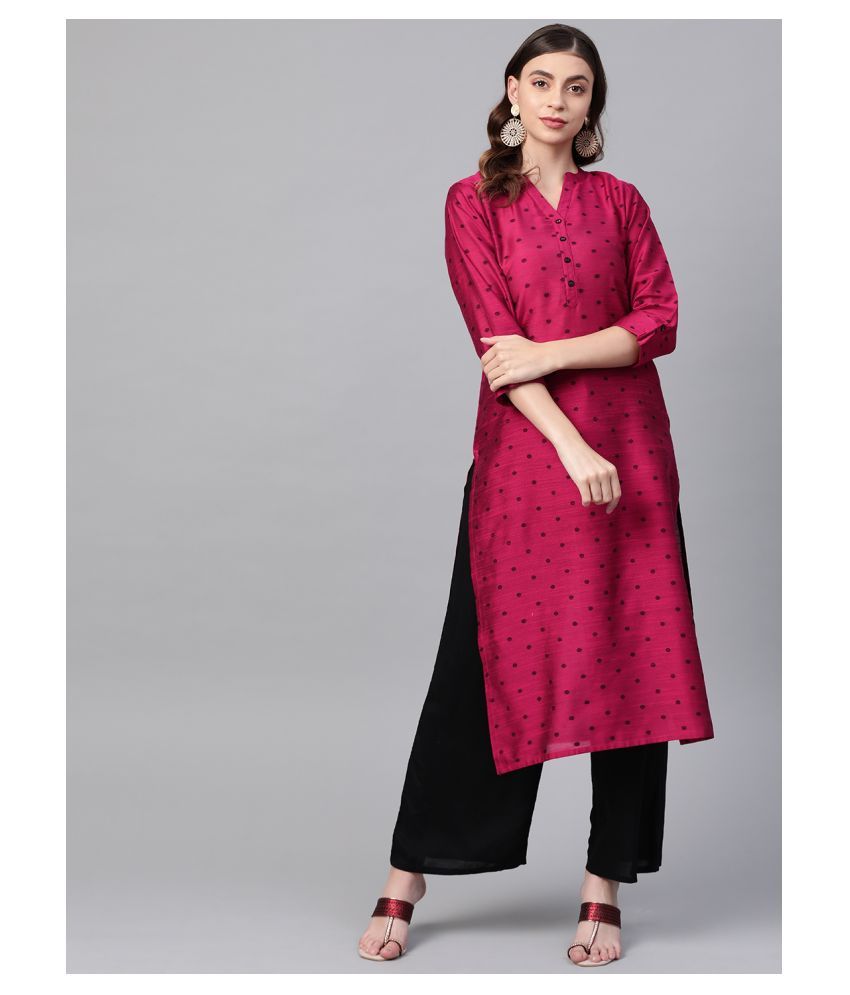     			KSUT Pink Silk Straight Kurti