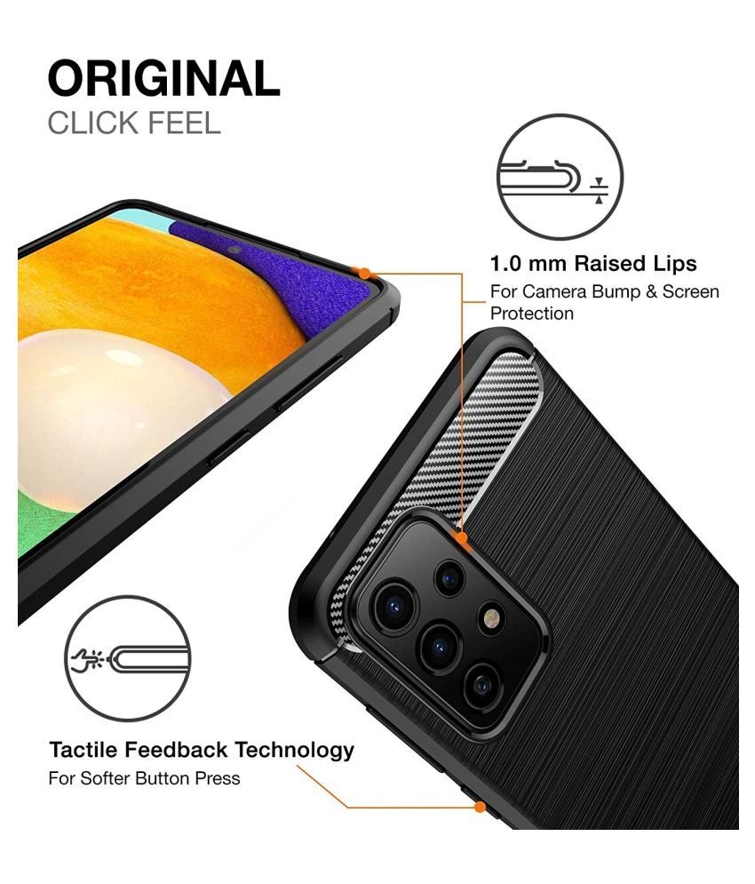 Samsung Galaxy A52 Shock Proof Case mobilegenics Black Plain Back