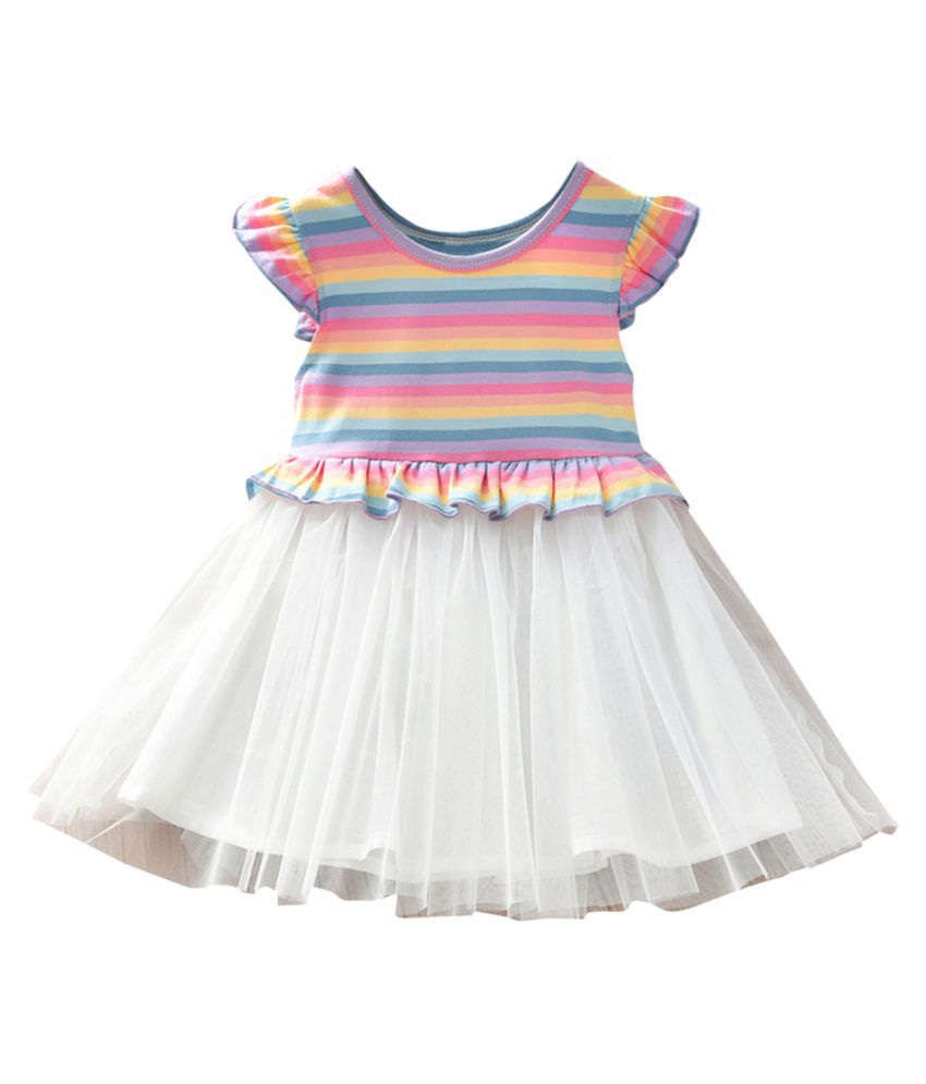 Hopscotch Baby Girls Cotton And Polyester Wing Sleeves Casual Dress in ...