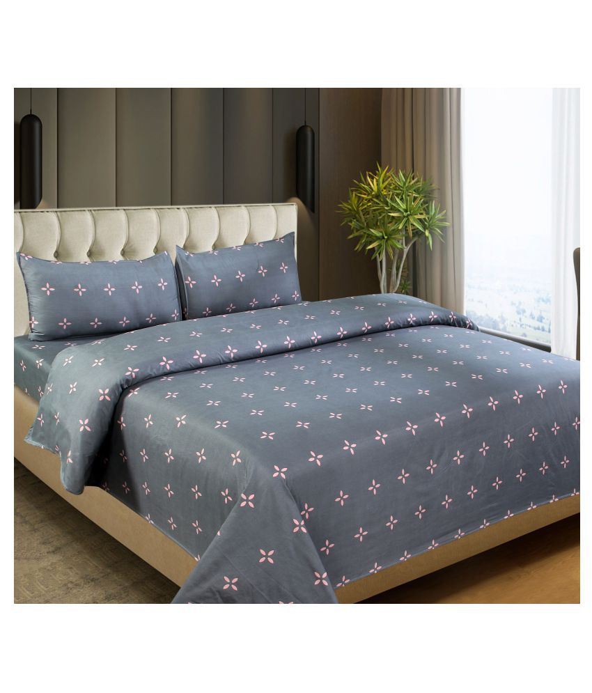     			JAMUWAL Poly Cotton Double Bedsheet with 2 Pillow Covers ( 228 cm x 228 cm )