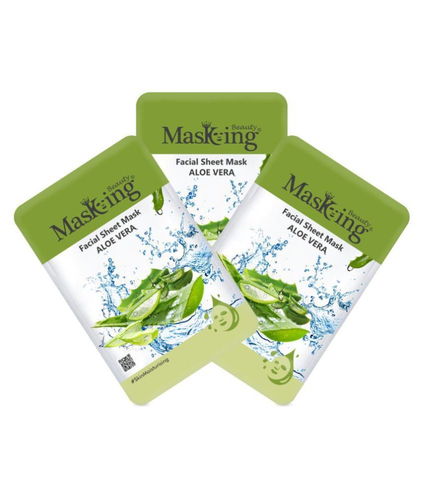    			Masking Beauty Aloe Vera Face Sheet Mask Masks 60 ml Pack of 3