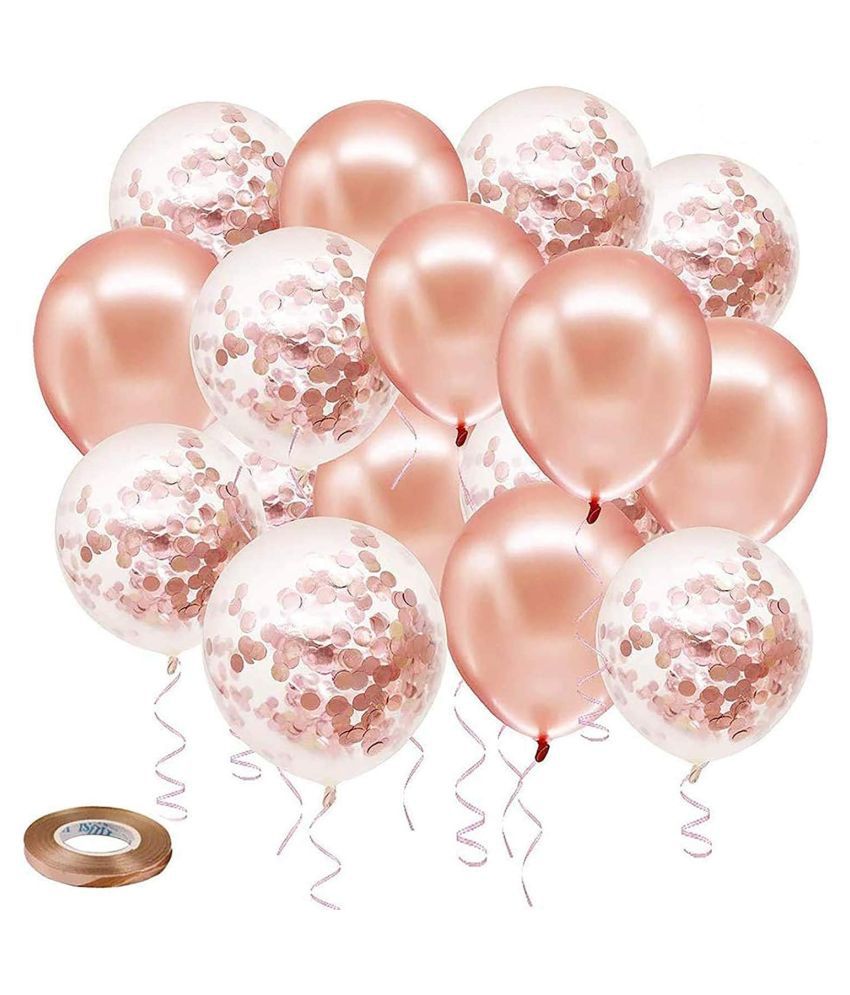     			ZYOZI Party Decoration Rose Gold Confetti Balloons 12 Inches(20-Pack with ribbon 1 Pcs), Clear Balloons with Metallic Rose Gold Confetti Pre-filled, Birthday Balloon for Girls, Romantic Decoration for Wedding, Bridal Shower