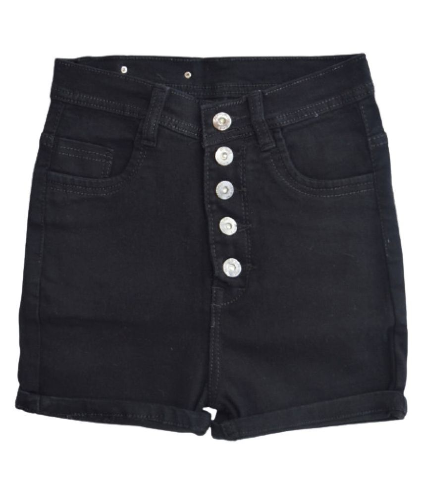 Casual Regular Fit Solid Black Shorts for Girls | Age Group - 10-16 ...