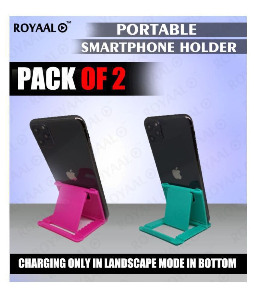     			ROYAAL™ Basics Multi-Angle Portable Stand f Or SMARTPHONES PACK OF 2 (PINK + GREEN ),Multi Angle Flexible Adjustable Fold Stand   PACK OF 2 Plastic Mobile Holder
