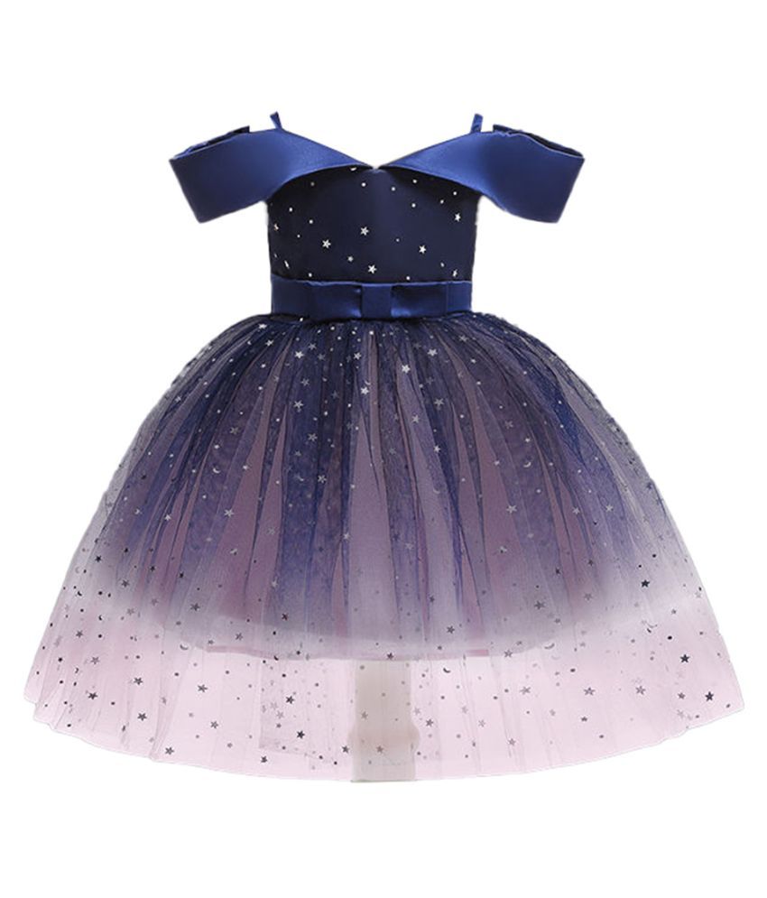 Hopscotch Girls Polyester Cotton Galaxy Star Printed Party Dress in ...