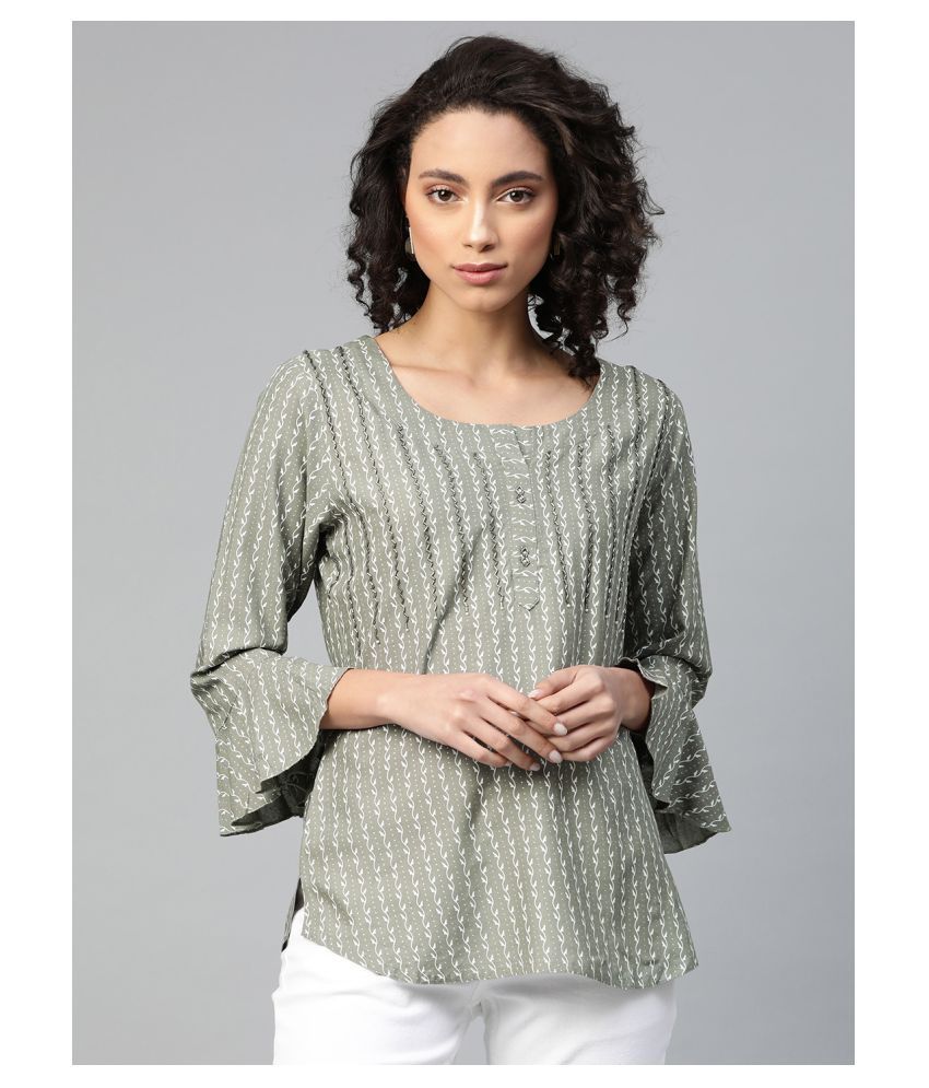     			JC4U Viscose Regular Tops - Green