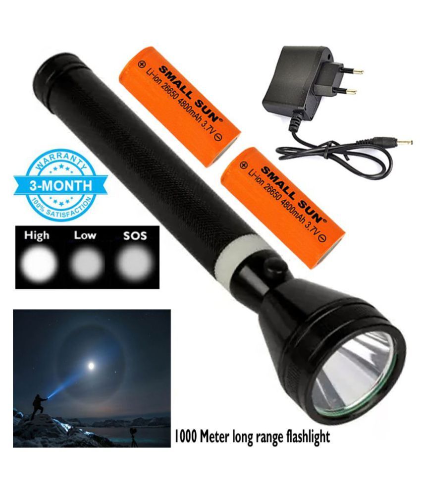     			RS 3Mode Rechargeable Small Sun 1000M Waterproof Led Torch 15W Flashlight 15W Flashlight Torch - Pack of 1