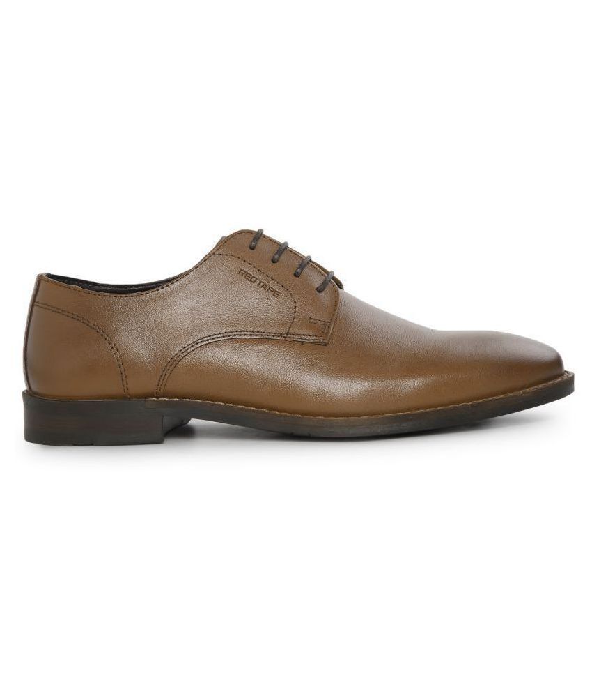 red tape tan derby formal shoes