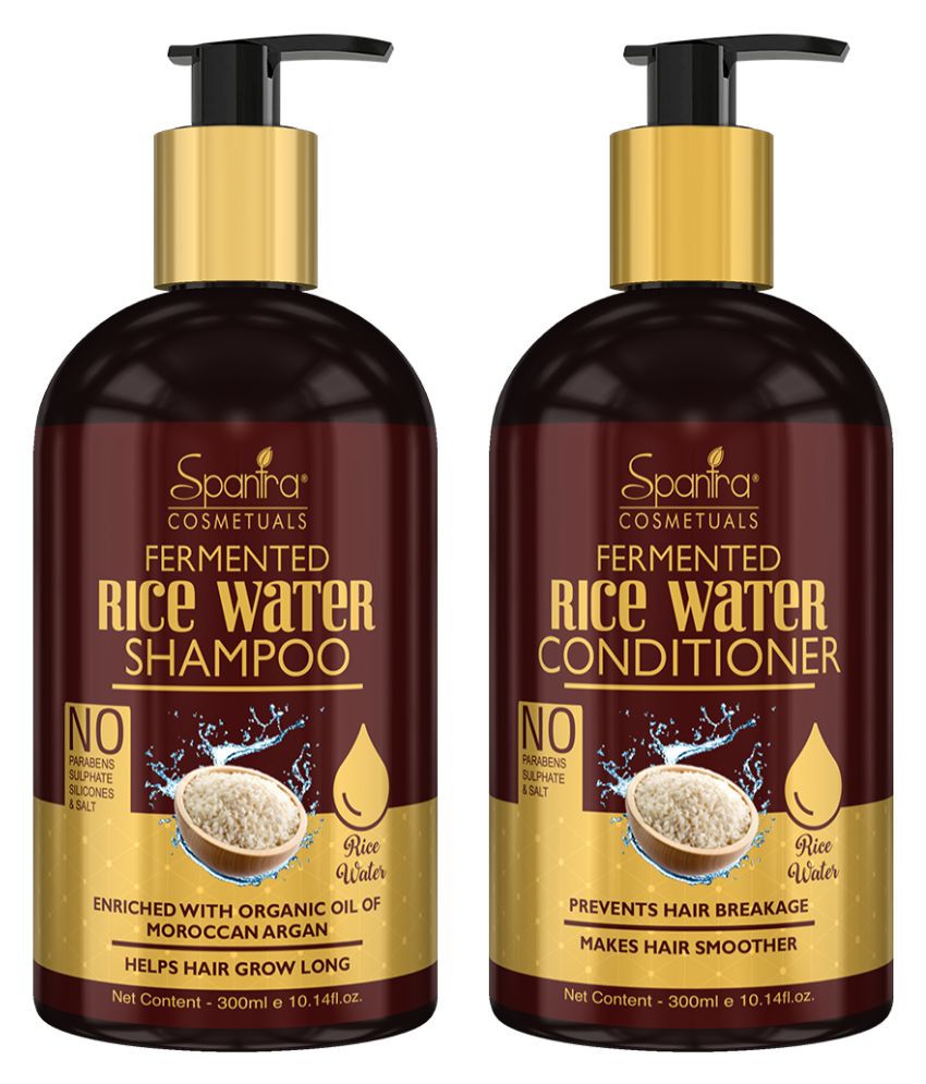 Spantra Rice Water Helps Hair Grow Long & Makes Hair Smoother, Paraben & Sulphate Free, Shampoo + Conditioner 300 mL