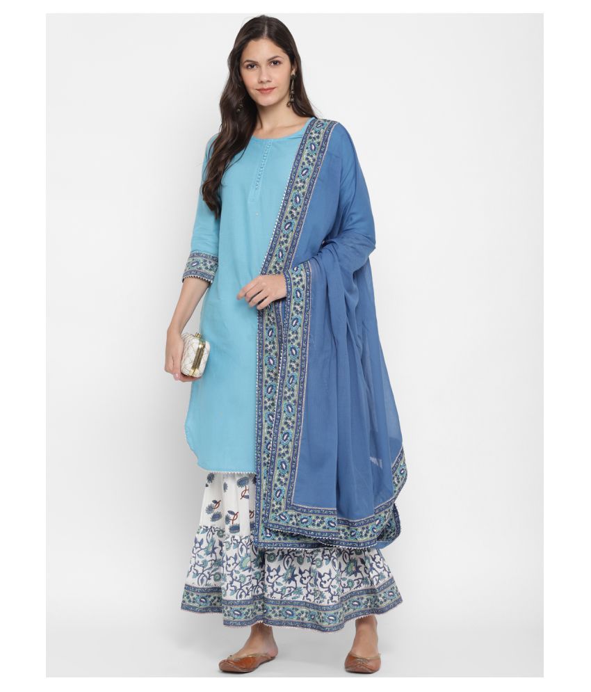     			Vbuyz Cotton Kurti With Sharara And Gharara - Stitched Suit