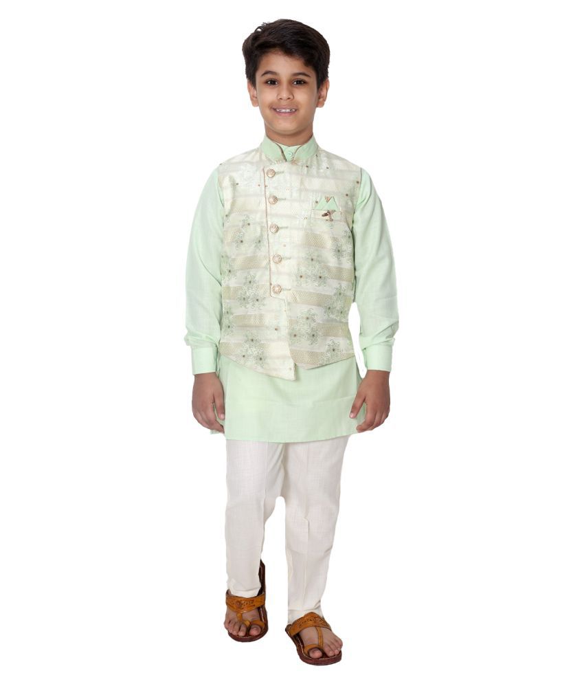     			Fourfolds Ethnic Wear Kurta Pyjama with Waist Coat Jacket for Kids and Boys_FE615