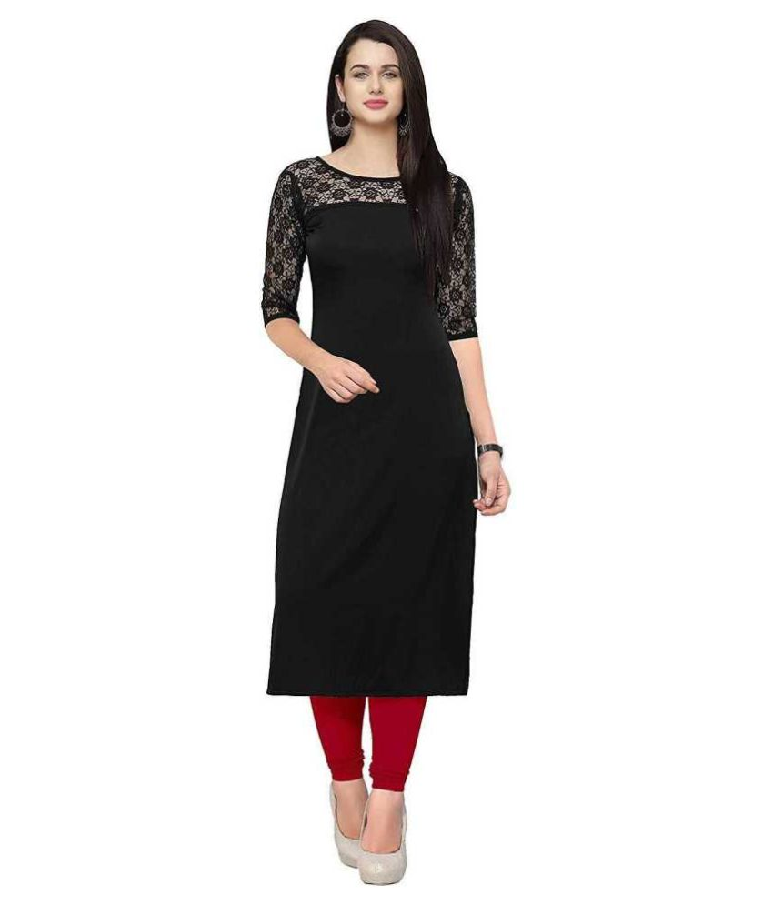     			Hemang Fashion Black Crepe A-line Kurti