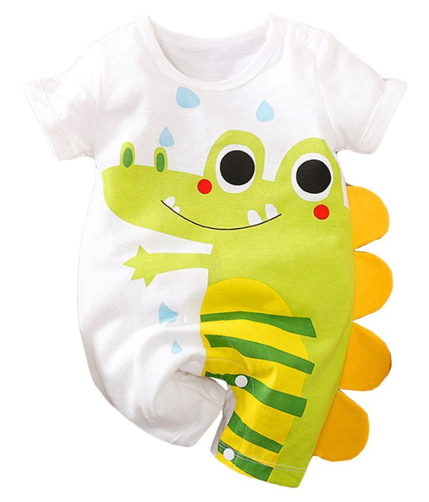 Hopscotch Baby Girls Cotton Cool Animal Printed Romper in White Color For Ages 36 Months (YYG