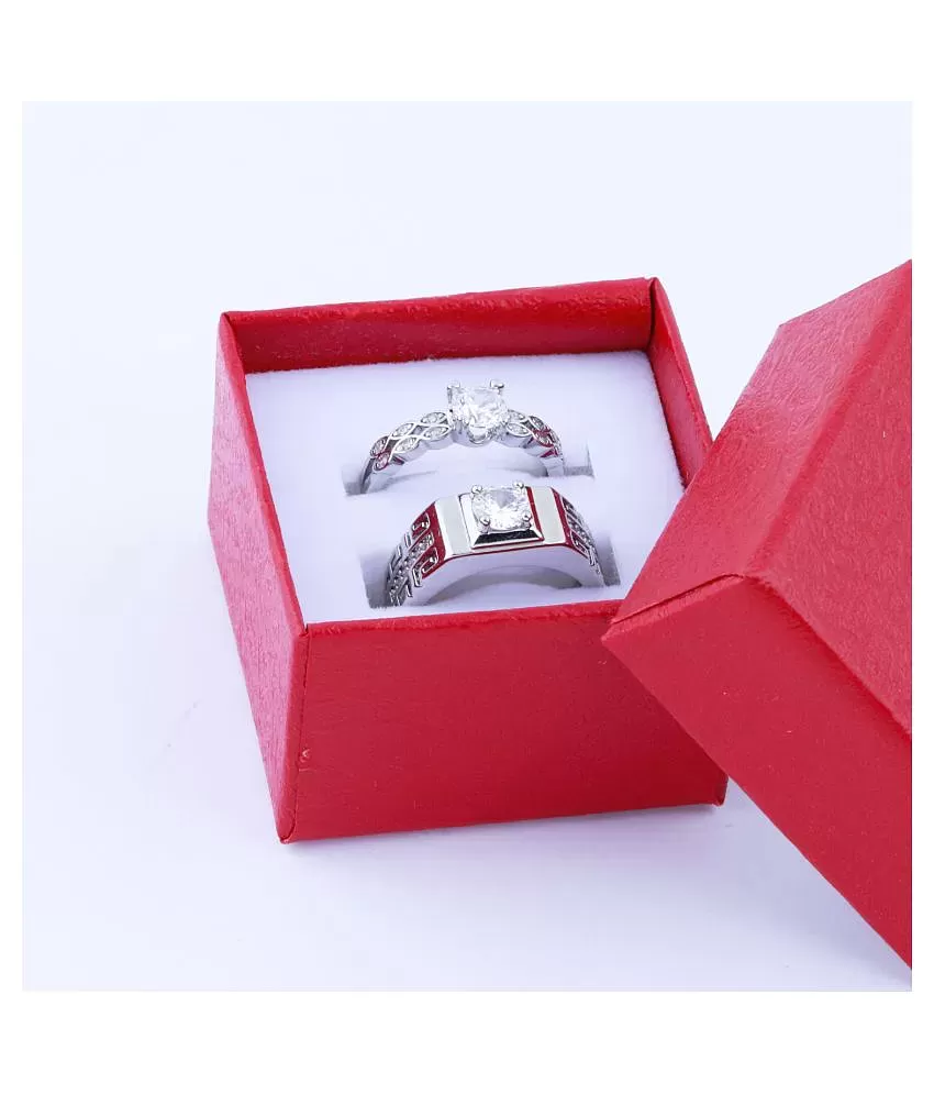 MYKI Queen & King Limited Edition Love Valentine Sterling Silver Couple  Rings with Rose Box Packing Stainless Steel Cubic Zirconia Silver Plated Ring  Set Price in India - Buy MYKI Queen &