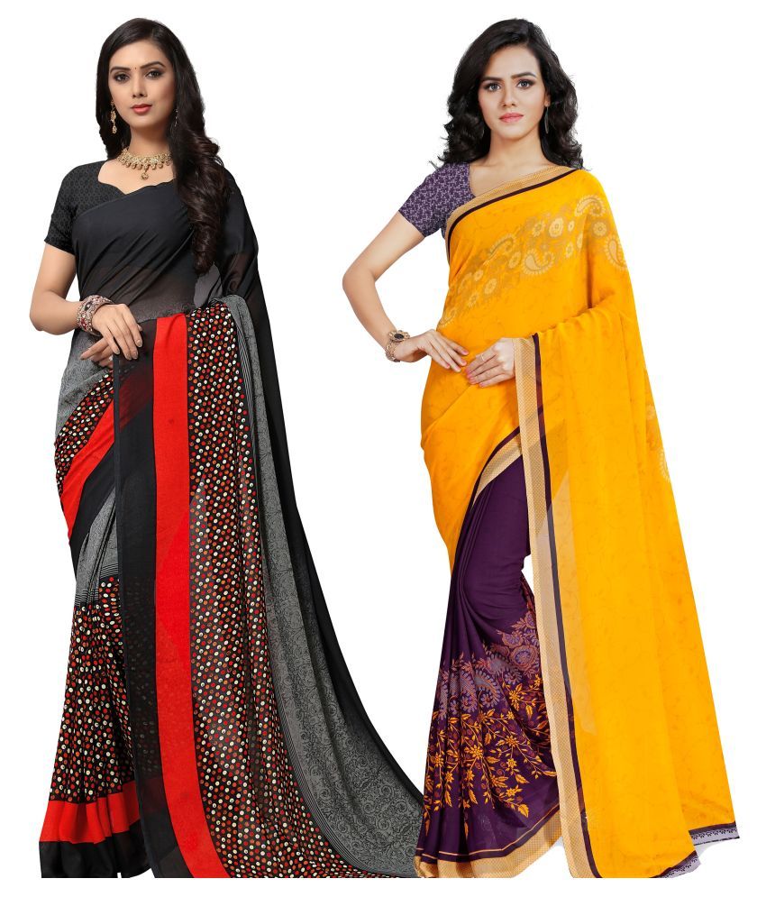     			ANAND SAREES - Multicolor Georgette Saree With Blouse Piece (Pack of 2)