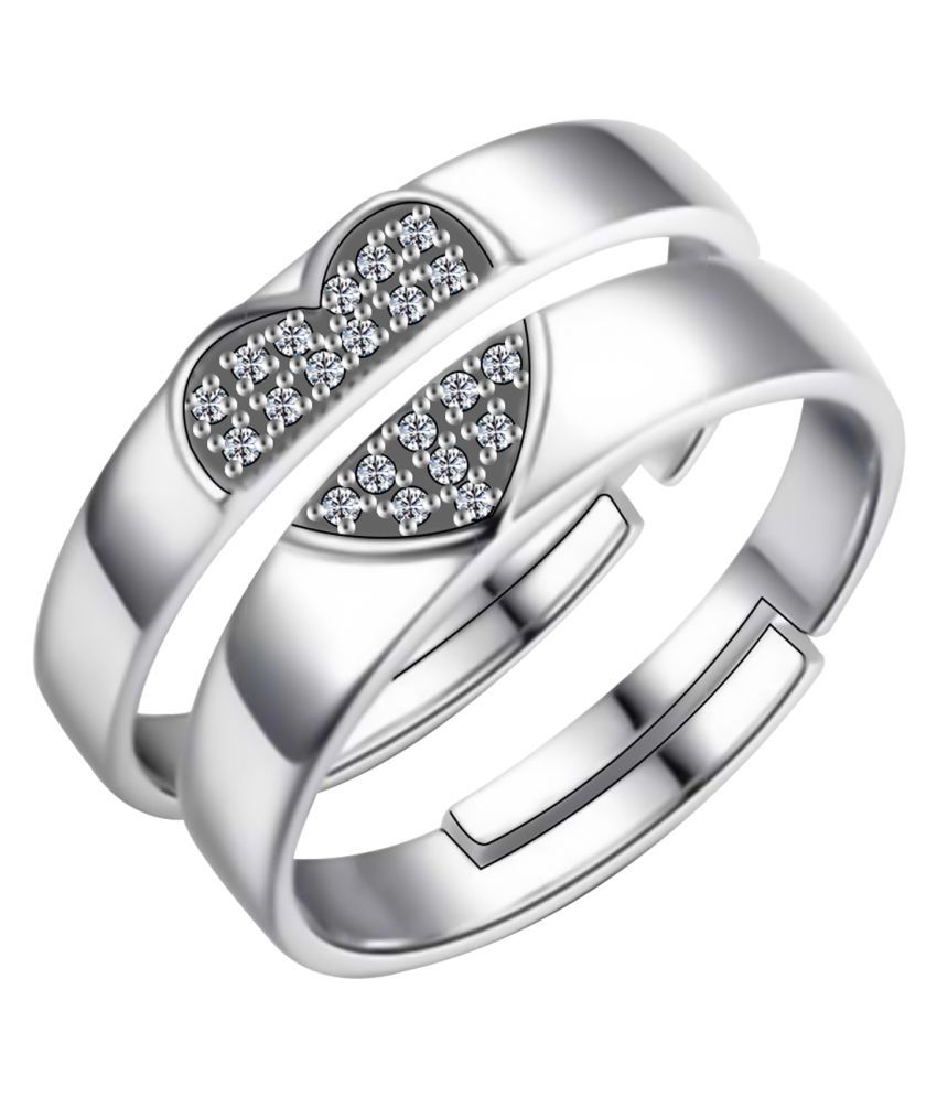     			silver plated heart design with lovely and superior look adjustable couple ring for men and women.