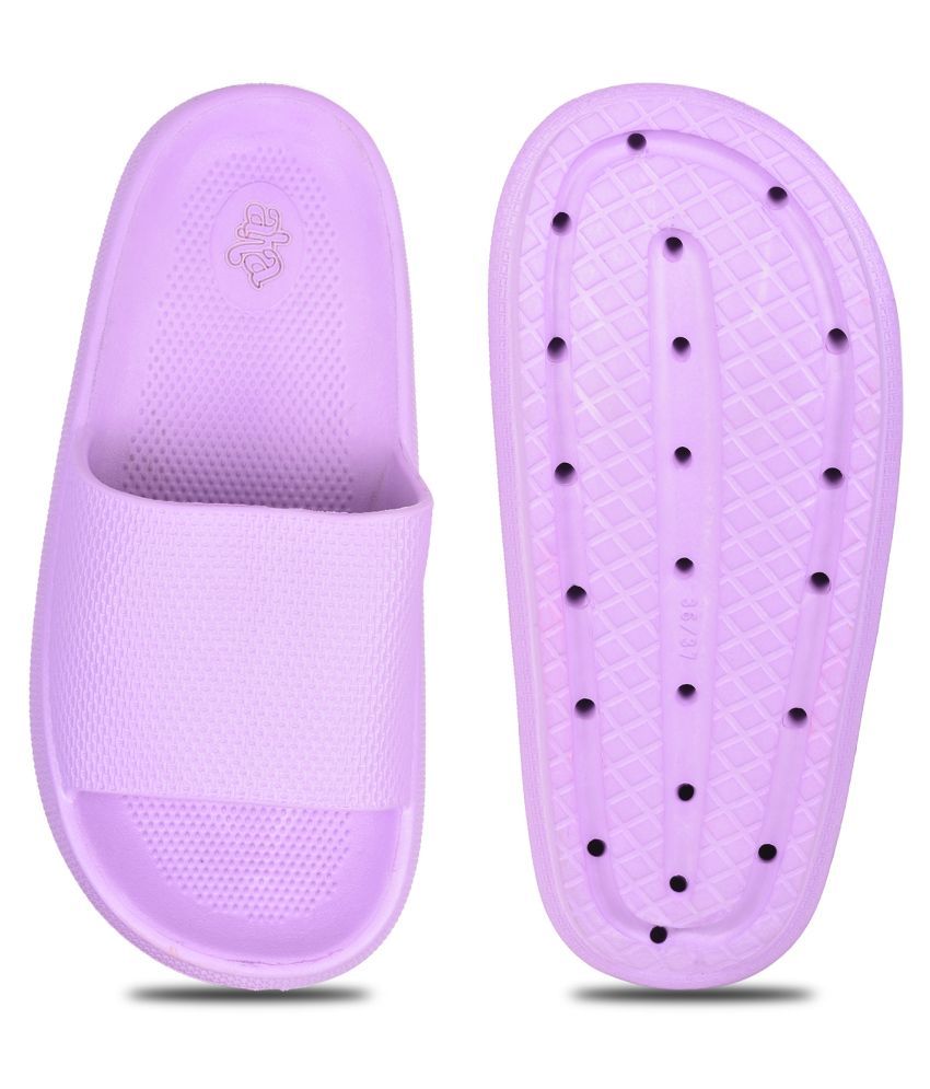 purple slides women's