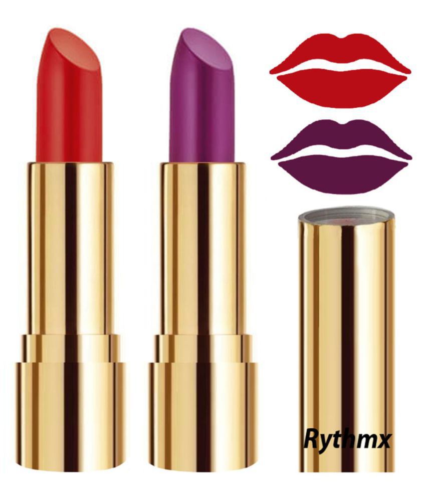     			Rythmx Orange,Purple Matte Creme Lipstick Long Stay on Lips Multi Pack of 2 8 g