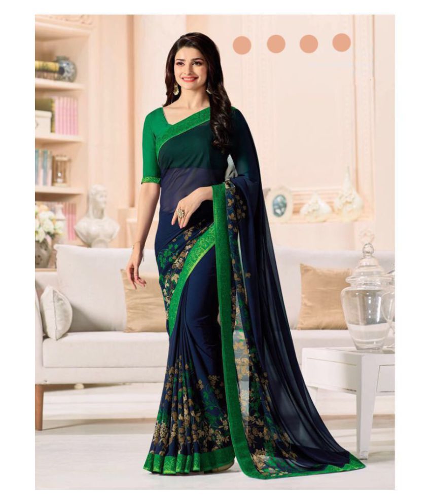     			Gazal Fashions - Blue Chiffon Saree With Blouse Piece (Pack of 1)