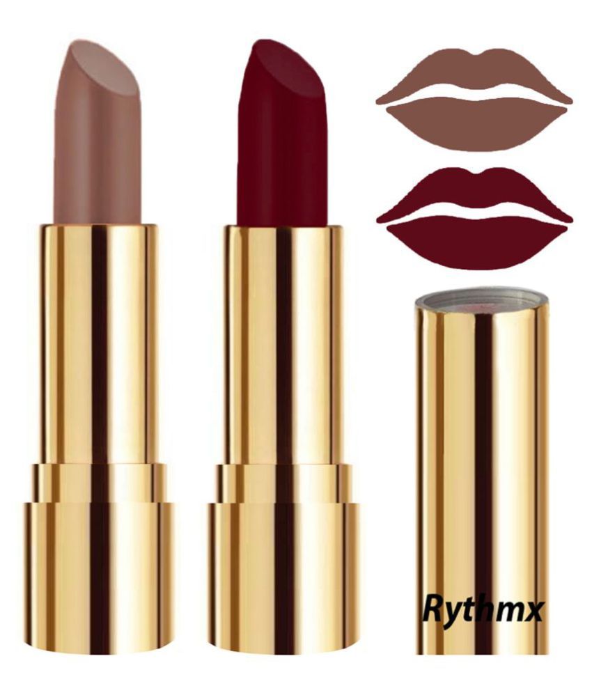     			Rythmx Brown,Maroon Matte Creme Lipstick Long Stay on Lips Multi Pack of 2 8 g