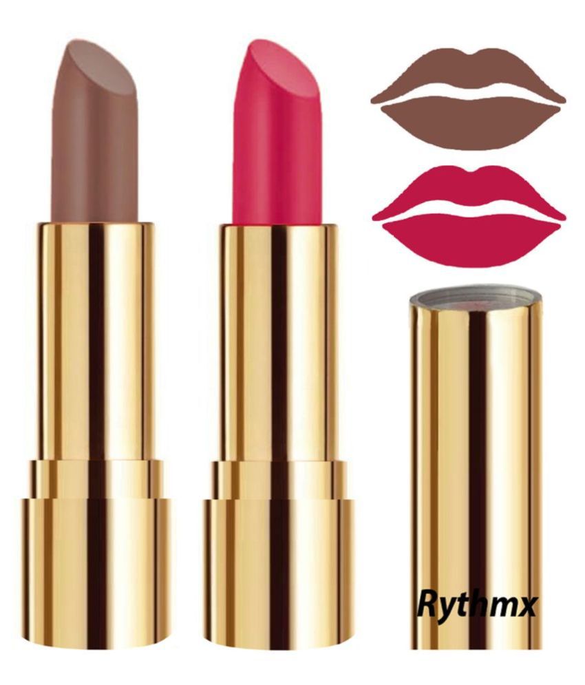     			Rythmx Brown,Pink Matte Creme Lipstick Long Stay on Lips Multi Pack of 2 8 g