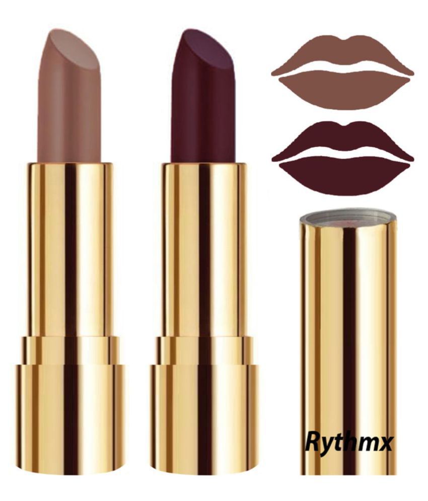    			Rythmx Brown,Wine Matte Creme Lipstick Long Stay on Lips Multi Pack of 2 8 g