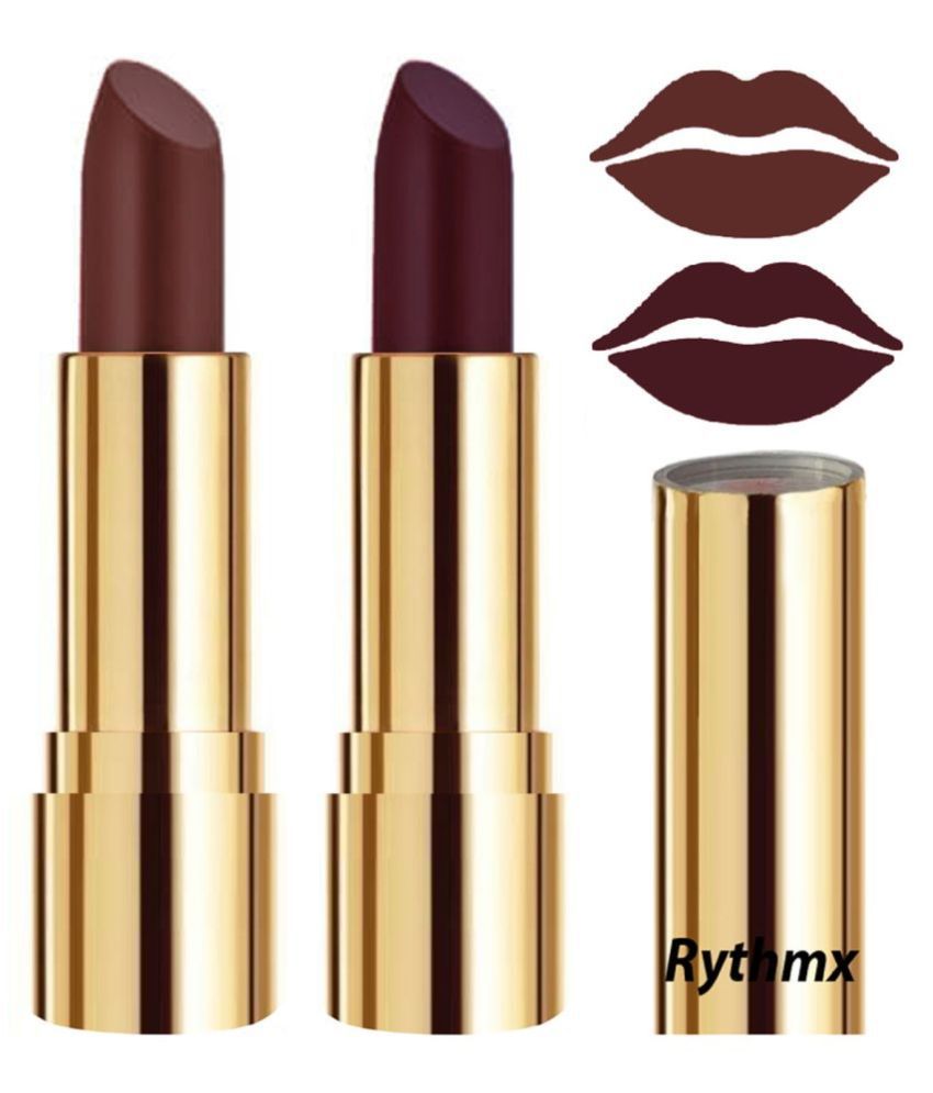     			Rythmx Brown,Wine Matte Creme Lipstick Long Stay on Lips Multi Pack of 2 8 g