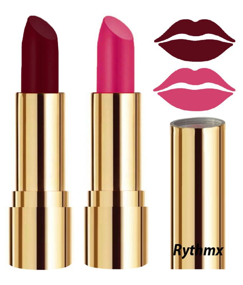     			Rythmx Maroon,Purple Matte Creme Lipstick Long Stay on Lips Multi Pack of 2 8 g