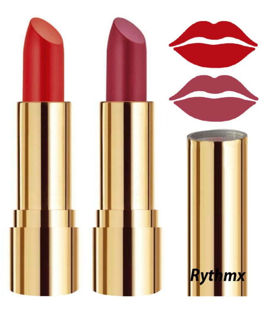    			Rythmx Orange,Pink Matte Creme Lipstick Long Stay on Lips Multi Pack of 2 8 g