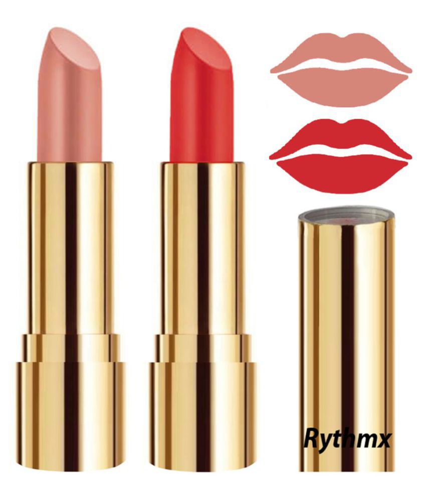     			Rythmx Peach,Orange Matte Creme Lipstick Long Stay on Lips Multi Pack of 2 8 g